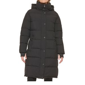 NWT! Plus Size DKNY Ladies Long Puffer Jacket~ Style DL2MPL82~ Black~ Size XXL